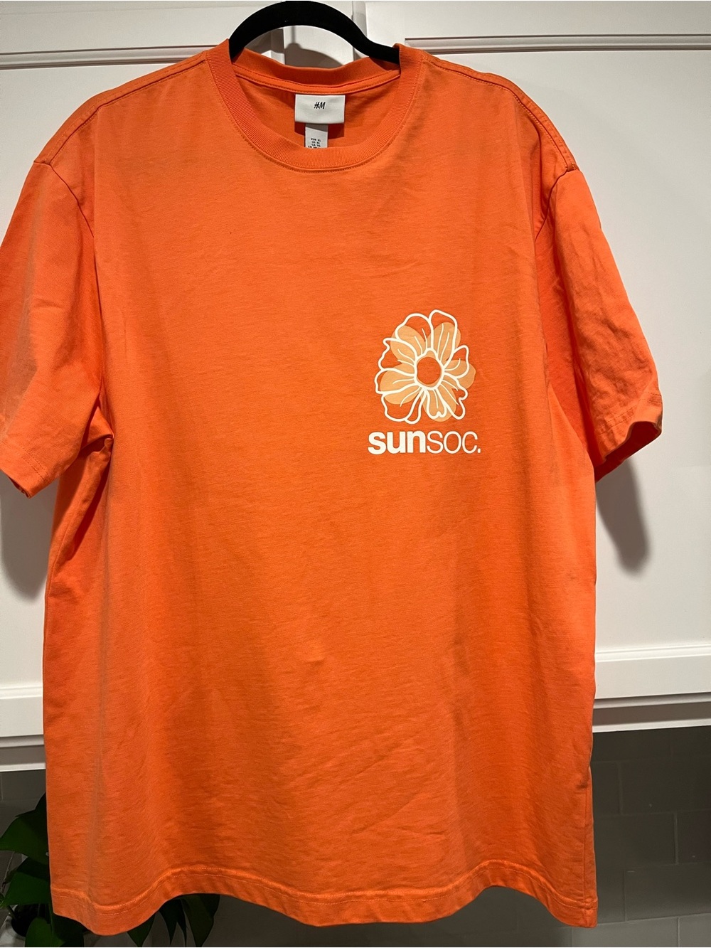 H&M Orange SunSoc Floral Graphic Short Sleeve Tee
